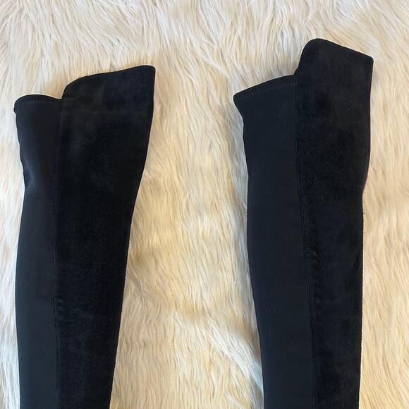 Stuart Weitzman 5050 Over The Knee Boots Suede Leather Block Heel Flat Black - Picture 5 of 14